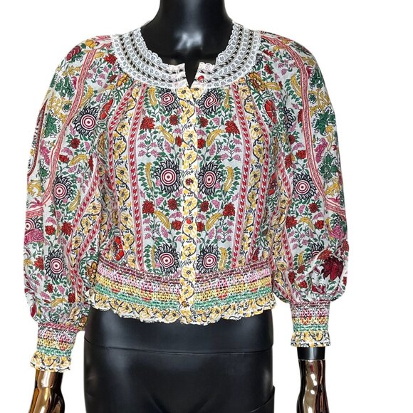 Alice + Olivia Cherelle Printed Cropped Blouse – Size Small - Picture 7 of 12